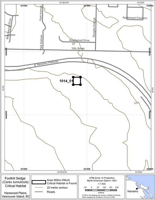 Figure 3: Map of the area within which critical habitat is found.