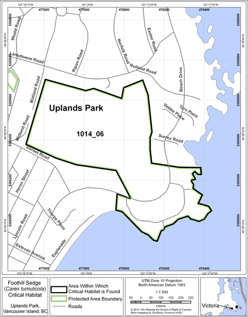 Figure 6: Map of the area within which critical habitat is found.