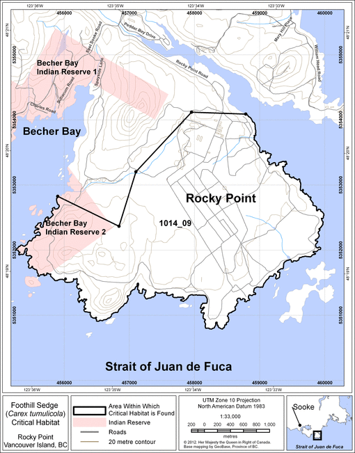 Figure 8: Map of the area within which critical habitat is found.