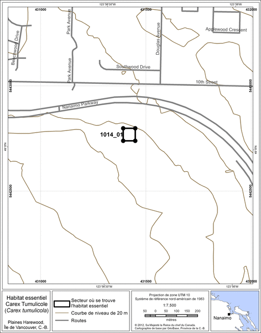 Figure 3 : Carte montrant le secteur où se trouve l’habitat essentiel.