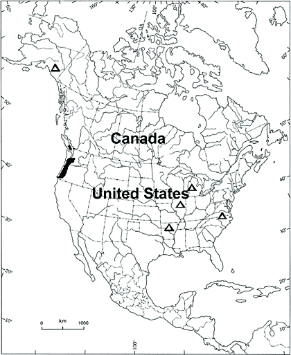 Map of British Columbian distribution. 
