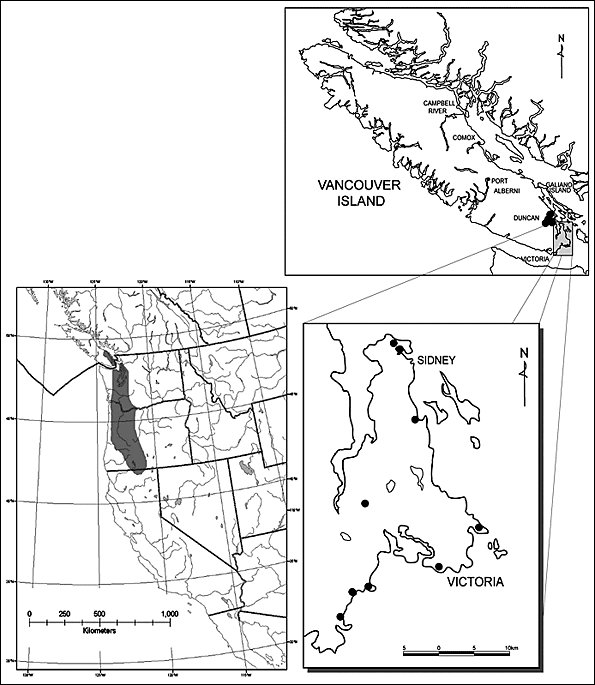 Répartition du Triteleia howellii en Amérique du Nord et en ColombieBritannique.