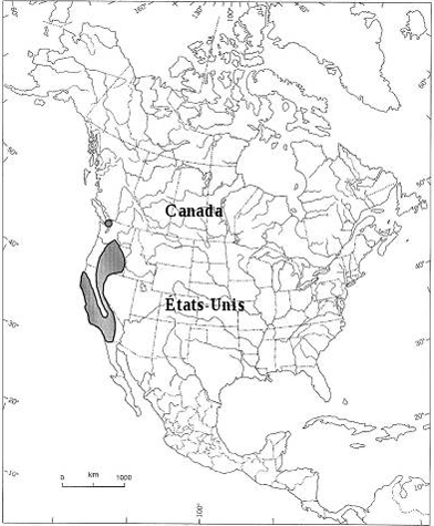 Carte de l’aire de répartition en Amérique du Nord